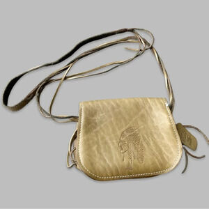 OTTO Tan Leather Crossbody Bag with Embossed Native Chief